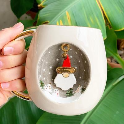 Christmas Coffee Mug Painted Gnome Glass Coffee Mug Designs Gnome