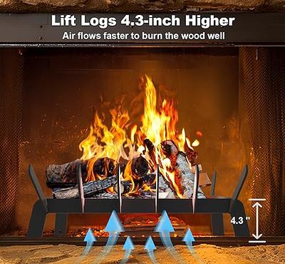 24 inch Fireplace Grate Cast Iron Fireplace Log Grate Rack Heavy Duty Steel  Holder 3/4 Bar Fire Grates Wrought Iron Wood Stove Holder Firewood