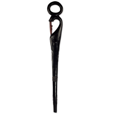 Hand Carved Black Wood Walking Stick from Ghana - Yahoo Shopping