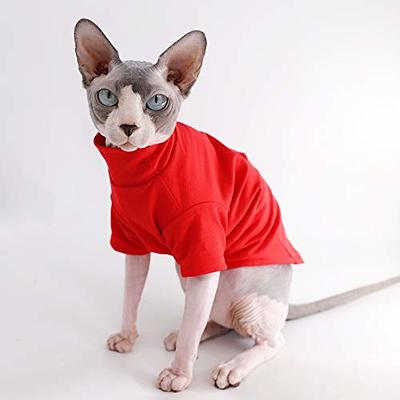 Sphynx Cat Clothes Winter Warm Faux Fur Sweater Outfit, Fashion high Collar  Coat for Cats Pajamas for Cats and Small Dogs Apparel, Hairless cat Shirts