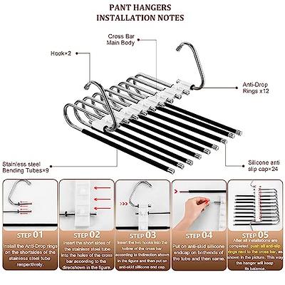 LAOYBLES Upgrade 9 Layers Pants Hangers Space Saving, Set of 4 Closet  Organizer for Jeans Trousers Skirts Scarf, Multi Purpose S-Type Hanger with  Hooks(White) - Yahoo Shopping