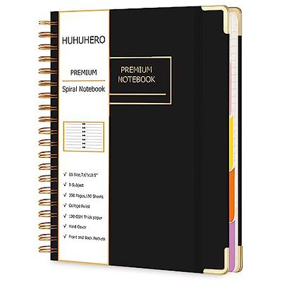 Huhuhero 5 Subject Notebook, College Ruled Spiral Notebook, 7.6 x 10.5  Hardcover Spiral Journal for Women Men, 100GSM Thick Paper Journal for  Wirting Work Note Taking, College School Supplies (Black) - Yahoo Shopping