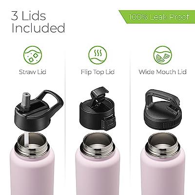 ALBOR - Insulated Water Bottle with Straw and 4 Leak Proof Lids - Stainless  Steel, 32 Oz, Rose Gold 