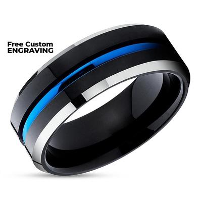 Orion Nebula Ring Set His and Hers Tungsten Wedding Band 8mm 