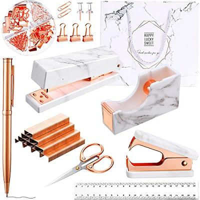 Aibocn Gold Desk Accessories, Office Supplies, Acrylic Stapler, Staple  Remover, Tape Holder, Pen Holder, 1000pcs Staples, Diamond Pen, Phone  Holder