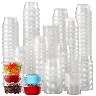 200 Sets - 3.25 oz. Plastic Disposable Portion Cups with Lids, Clear