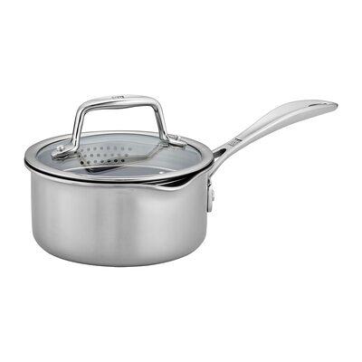 Vigor SS1 Series 4 Qt. Stainless Steel Sauce Pan with Aluminum-Clad Bottom  and Cover