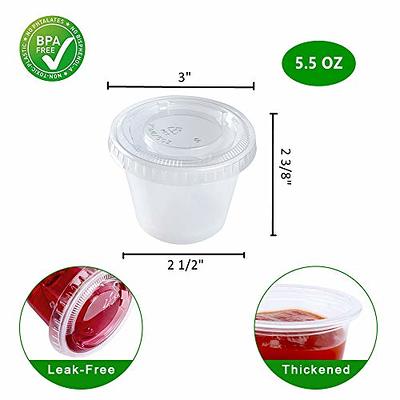 Plastic Disposable Portion Cups with Lids [100 Sets] Souffle Cups 5.5 oz