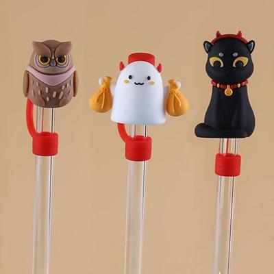  3PCS Straw Covers 8mm & 10mm, Cute Cat Straw Topper