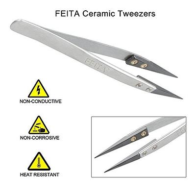 2 Pieces Tweezers curved Bent Tip Tweezers with Rubber silicone Tips PVC  Coated Non Marring Soft Long Rubber Tips Tweezers Stainless Steel Hobby