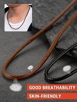 Black Leather Necklace Men, Leather Rope Necklace Men