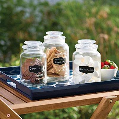 Glass Canister Set for Kitchen or Bathroom with Airtight Lid and Chalkboard  Labels, Apothecary Glass Food