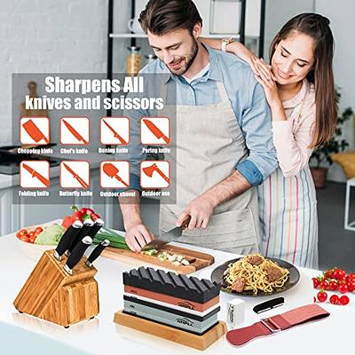 Knife Sharpening Stone Set, HMPLL Whetstone Knife Sharpener Stone