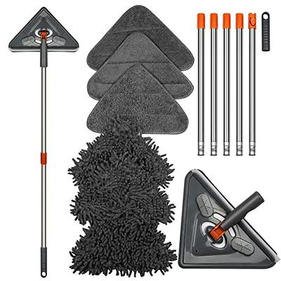 Wall Cleaner with Long Handle - 75in Ceiling Mop Wall and Baseboard  Cleaning Tools with Extension Pole, Triangle Rotatable Adjustable Wall  Duster Scrubber for Painted Walls Window(4 Replacement Pads) 75in Wall Mop