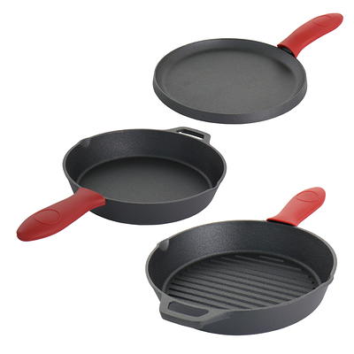 Lodge Cast Iron Pie Pan with Silicone Handles, 9.5, Black