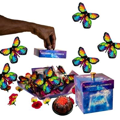 Send A Cake Explosion Box Gift with Flying Butterfly Surprise- Birthday Holiday Special Occasion - Birthday Treat for Women Men