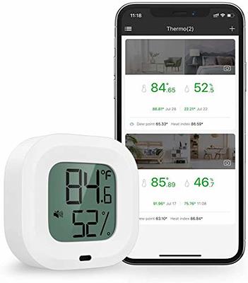 Mixfeer WiFi Thermometer Hygrometer Smart Humidity Temperature Sensor Gauge with App Notification Alert for Home Pet Garage Cigar Humidor Compatible