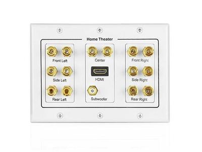 TNP Home Theater Speaker Wall Plate Outlet - 7.1 Surround Sound Audio  Distribution Panel, Gold Plated Copper