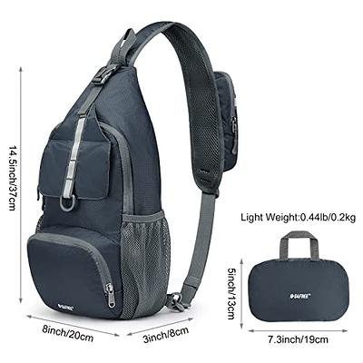 WATERFLY Crossbody Sling Bag Small Water Resistant Backpack Lightweight  Shoulder Chest Daypack for Men Women Hiking Travel Small Black