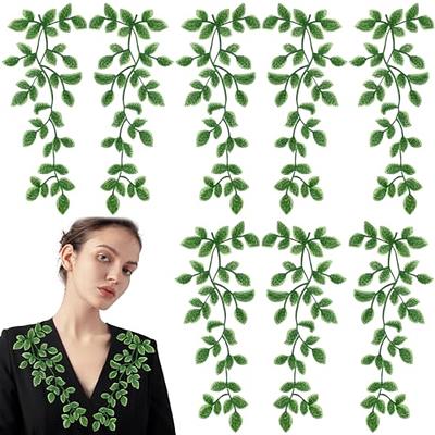 Green Vine Embroidery Lace Applique Motif Forest Leaves Patches Appliques  Sewing on Wedding Bridal Evening Dress Gown 1 Pair
