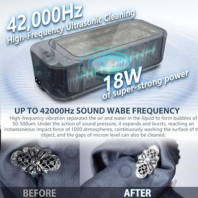 Ultrasonic Jewelry Cleaner 20Oz 600ml Ultrasonic Cleaner 43Khz Jewelry  Cleaner Ultrasonic Machine 5 Digital Timer Portable Sonic Jewelry Cleaner