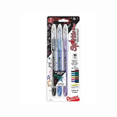 Pentel Sparkle Pop Metallic Gel Pen, (1.0mm) Bold Line, Black/Red Ink -  K91-DA: Gel Ink Rollerball Pens