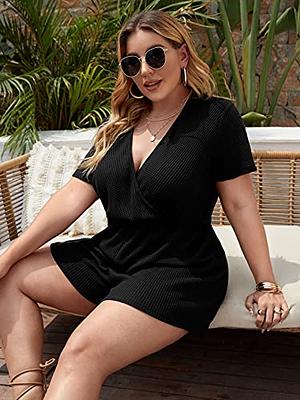 SOLY HUX Womens Plus Size Bodysuit Scoop Neck Short Sleeve T