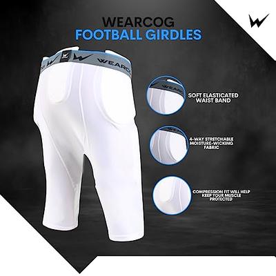 WEARCOG Gladiator Youth Football Girdle with Pads for Boy's, 7 Padded Integrated  Football Pads with Hip, Tail, Thigh Pads and Cup Pocket