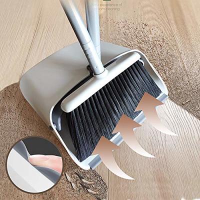 Broom and Dustpan Set for Home, Long Handle Dust Pan and Broom Combo for  Indoor Outdoor Heavy Duty Broom Dustpan Set for Kitchen Lobby Office Upright  Standing Dustpan with Cleaning Teeth