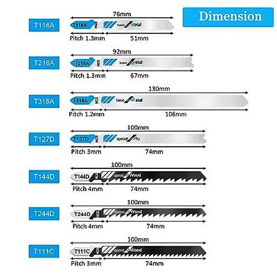 24pcs U-Shank Jig Saw Blade Set, Jigsaw Blades Set for Wood Plastic Metal Cutting, HCS/HSS Jig Saw Blades Fit Most U Shank Jigsaws, Compatible with