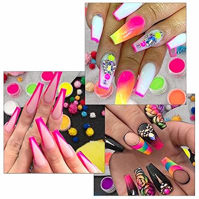 Duufin 24 Colors Nail Pigment Powder Colorful Fluorescent Powder