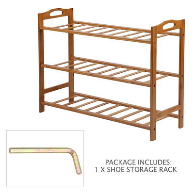 Basicwise 17.75 in. H 9-Pairs Natural Bamboo 3-Tier Free Standing Shoe  Organizer Storage Shoe Rack QI004329.3 - The Home Depot