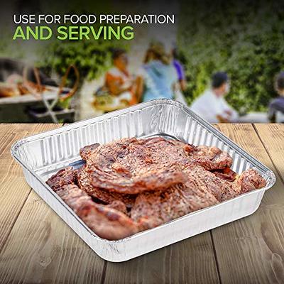 8x8 Foil Pans for Meal Prep and Cooking, Disposable Aluminum Trays