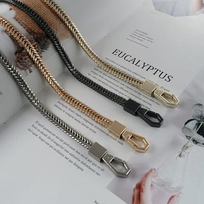 LOVLLE 4 pcs gold purse chain strap - flat iron bag chains with d ring  rivets for replacement shoulder handbag crossbody clutch wall