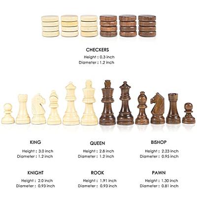 AMEROUS Magnetic Wooden Chess and Checkers Game Set, 15 Inches (2 in 1)  Chess Board Games, 2 Extra Queens - Gift Package - Game Pieces Storage  Slots