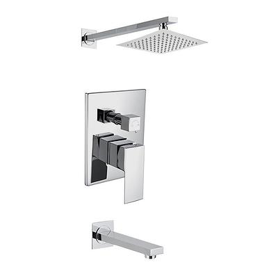 Miscool Rainfall 1-Handle 1-Spray 10 in. Square High Pressure Shower Faucet in Brushed Nickel (Valve Included)