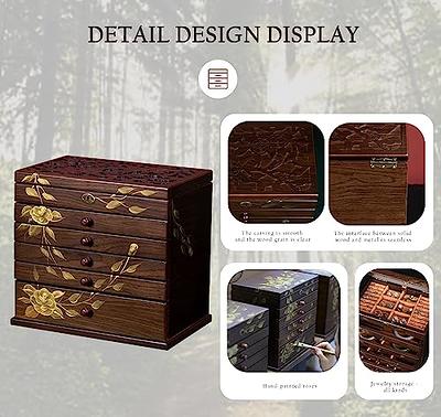 Xloverise Hand-painted Wooden Jewelry Box, 6 Layer Jewelry Organizer,  Vintage Wooden Jewelry Boxes for Women Birthday, jewelry holder organizer  (Brown) - Yahoo Shopping