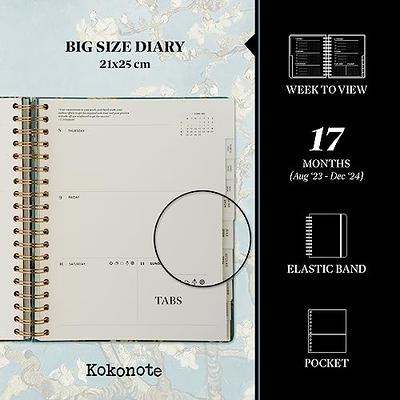  Kokonote Back To Black Planner 2024 Weekly Planner, Big Size  8.3 x 9.8 inches, August 2023 - December 2024, Daily Weekly And Monthly  Planner 2024