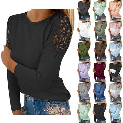 Long Sleeve Shirts for Women, Plus Size Going Out Tops Womens Fall Fashion  2023 Casual Classic Graphic Tees Y2K Lightweight Dressy Crewneck Blouses  Loose Ladies Workout T-Shirt Clothes (Black,S) at  Women's