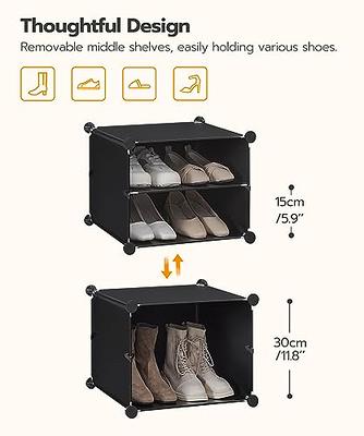  UNZIPE Shoe Rack Organizer, 4 Cube 8 Tier Covered Storage  Cabinet 16 Pairs Freestanding DIY Shelves Plastic Shoes for Closet Entryway  Hallway Bedroom or Garage, White : Home & Kitchen