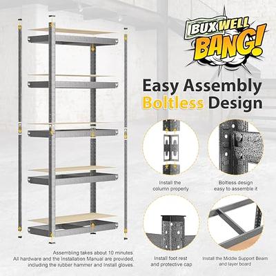 HOMEDANT 5 Tier Laminated Metal Shelving Unit Adjustable Garage Storage  Utility Rack Heavy Duty Shelves Organization Shelf Warehouse Basement  Pantry