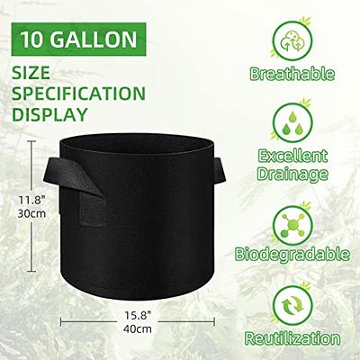 Garnen 10 Gallon Garden Grow Bags (5 Packs), Vegetable/Flower/Plant Growing  Bags, Nonwoven Fabric Pots Planter for Outdoor and Indoor Planting