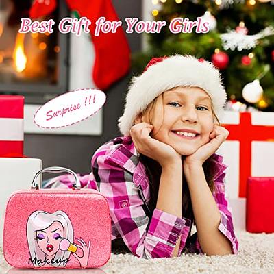 Tokia Washable Cosmetics Set for Little Girls All-in-One Real Kids Makeup Kit with Portable Bag