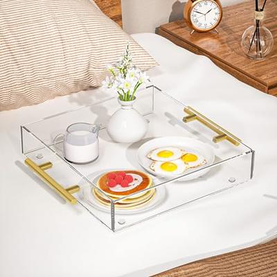 HIIMIEI Clear Serving Tray 12x12 Inch, Acrylic Trays with Gold Handles,  Decorative able Tray for Coffee, Appetizer, Breakfast, Bathroom, Vanity -  Yahoo Shopping