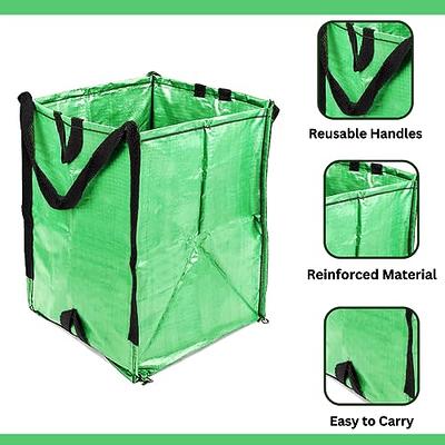 32 gal. Leaf Bag, Reusable Lawn and Leaf Garden Bag with Reinforced Handle, Zip Cover (2-Pack, Green)