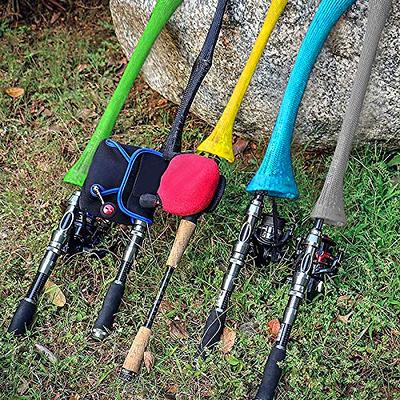 5X(8Pcs Fishing Rod Sleeve Sock,Fishing Rod Cover Scalable Braided