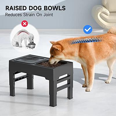 Elevated Dog Bowls, Adjustable Raised Dog Bowls with No Spill Dog Water Bowl  and Stainless Steel/Slow Feeder Dog Bowl, Dog Bowl Stand for Small Medium Large  Dogs,Cats & Pets (Plastic)