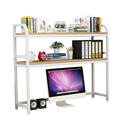 2-Tier Wrought Iron Desktop Bookshelf - Adjustable Desk Bookshelf