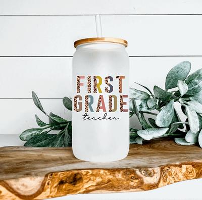 Teacher Frosted Glass Cup - First Grade Beer Can Leopard Tumbler Iced Coffee  Cups - Yahoo Shopping