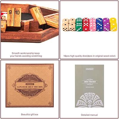 TUAHOO 4 Player Shut The Box Dice Game Wooden Classic Board Games Indoor  Outdoor Games for Adults Families Home Party Toys Close The Box Math Games